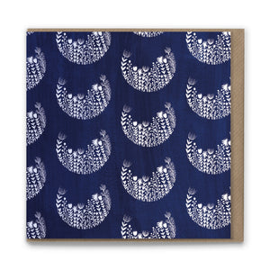 Wild Midnight Blue Pattern Luxury Eco-conscious Blank Greetings Card