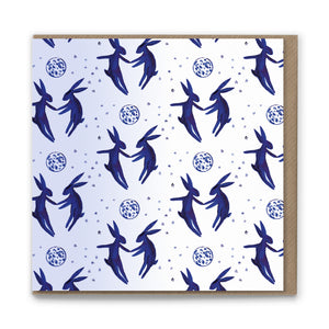 Moon Hares Luxury Eco-conscious Blank Greetings Card