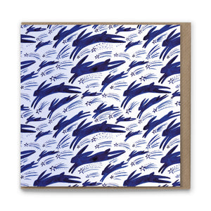 Shooting Star Hares Luxury Eco-conscious Blank Greetings Card