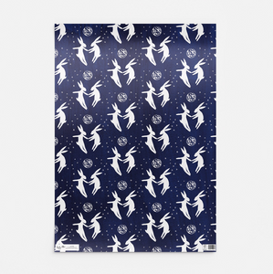 MOON HARES IN BLUE GIFTWRAP - 1 sheet