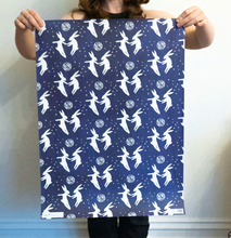 Load image into Gallery viewer, MOON HARES IN BLUE GIFTWRAP - 1 sheet
