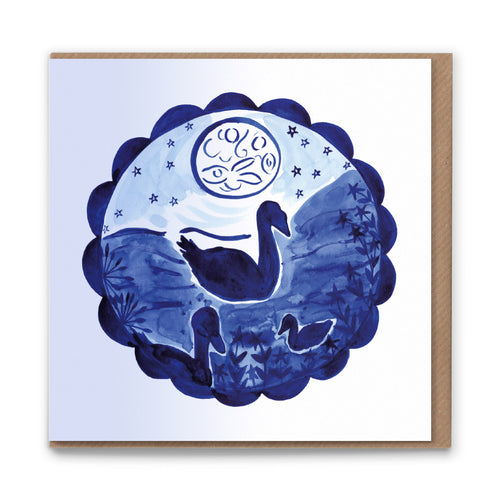 BC104 Moon Swan Greetings Card x 6