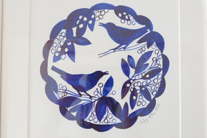 Blackbird Berry Framed Original Artwork