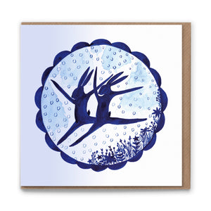 Leaping Hares Luxury Eco-conscious Blank Greetings Card