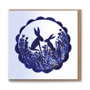 Heart Hares Luxury Eco-conscious Blank Greetings Card